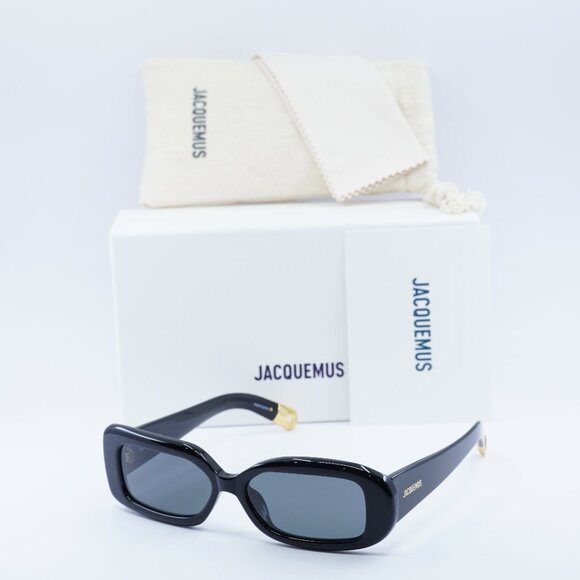 Jacquemus ROND CARRE JAC/11 C1 Rectangle Sunglasses - Shiny Black\Grey - Picture 1 of 10